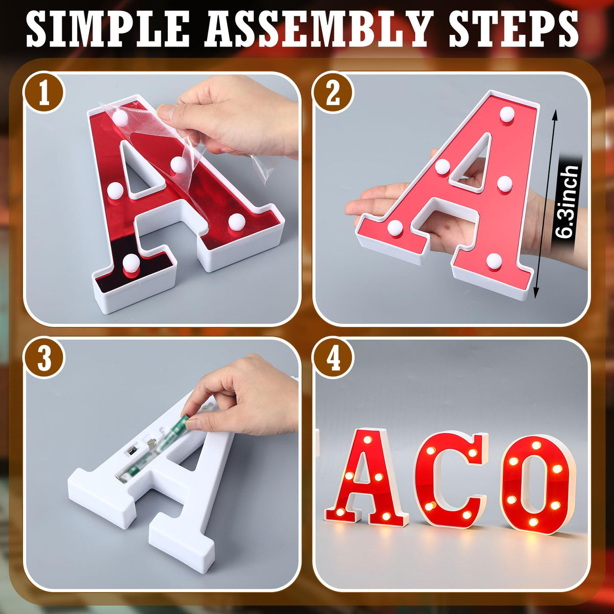 Aurelema Tacos Decorations 6.3" Light up Letters Mexican Cinco De Mayo Party Decorations Taco Bar Battery Powered Marquee LED Letter Sign for Mexican Tacos Theme Wedding Birthday Fiesta Party Supplies