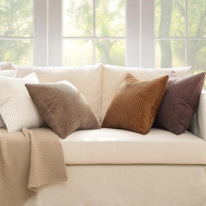 MIULEE Boho Farmhouse Throw Pillow Covers 20x20 Inch Set of 4 Rustic Mordern