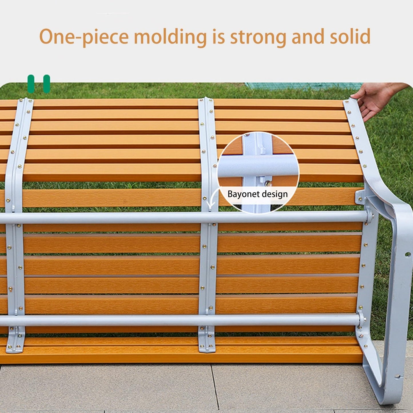 This All-Weather Large Metal Bench, Durable Cast Aluminum Outdoor Patio Seating for Garden, Backyard, Park, Lawn & Deck – 150cm Long