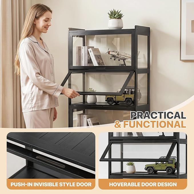 Magshion Display Cabinet with Acrylic Doors, 4-Tier Curio Cabinet