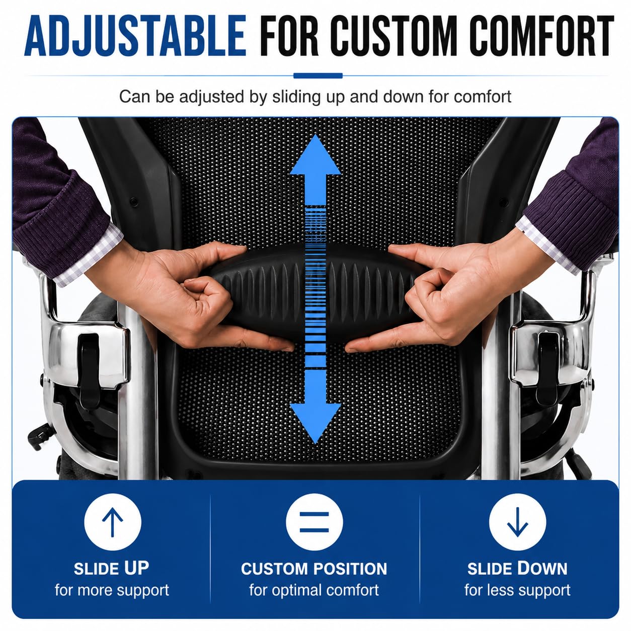 Lumbar Support Pad Replacement for Herman Miller Classic Aeron Chair - Size B: Medium,Black