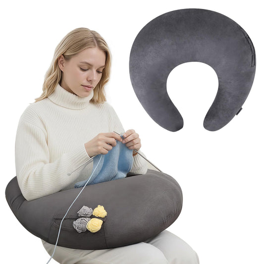 ENITYA U-Shaped Ergonomic Crochet Pillow for Lap Support