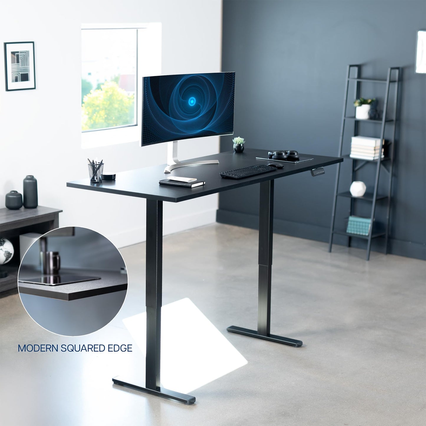 VIVO Electric 71 x 30 inch Square Edge Standing Desk, Dual Motor Memory Controller Height Adjustment, E2B-S Series, Black Top Black Frame, DESK-KIT-E2B71S-B