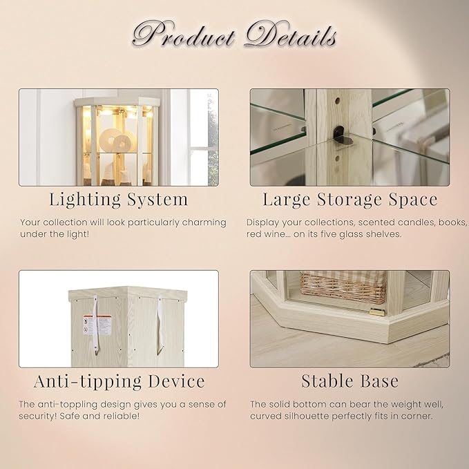 Anwick Corner Display Curio Cabinets