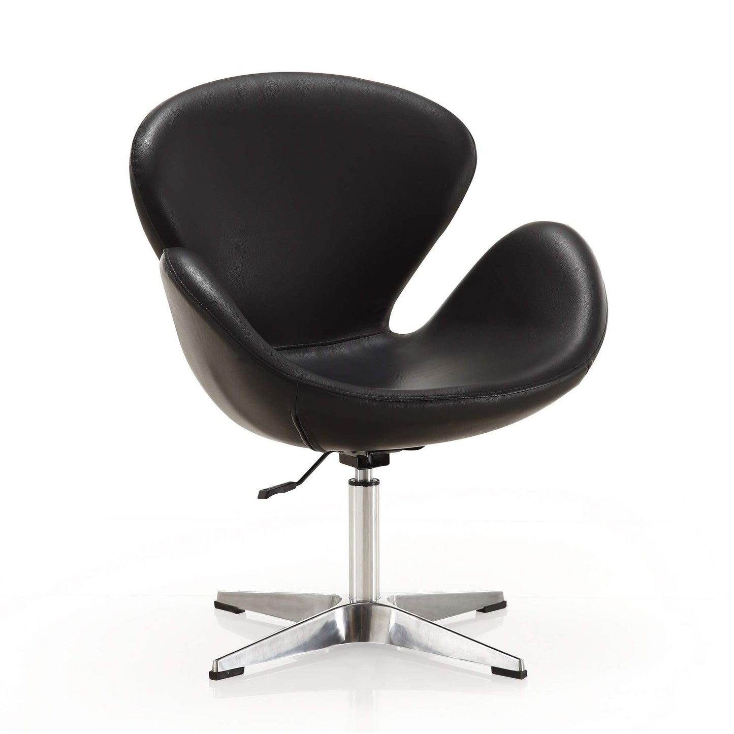Manhattan Comfort Raspberry Adjustable Swivel Accent Chair with 360° Turn, Polished Chrome Base, Modern Retro Design, Versatile Seat Ideal for Any Room, Set of 2, Black