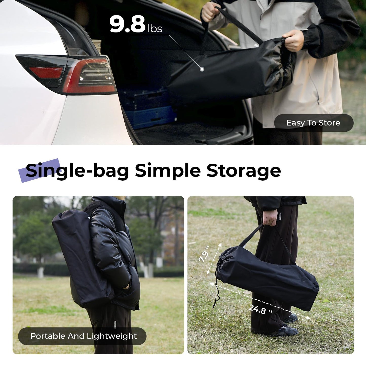 Byliable Camping Table Folding Portable Camp Aluminum Fold Up Lightweight Roll Up Table Adjustable Height with Carry Bag Indoor Outdoor for Camping, Picnic, Backyard, BBQ, Patio, Wood Grain