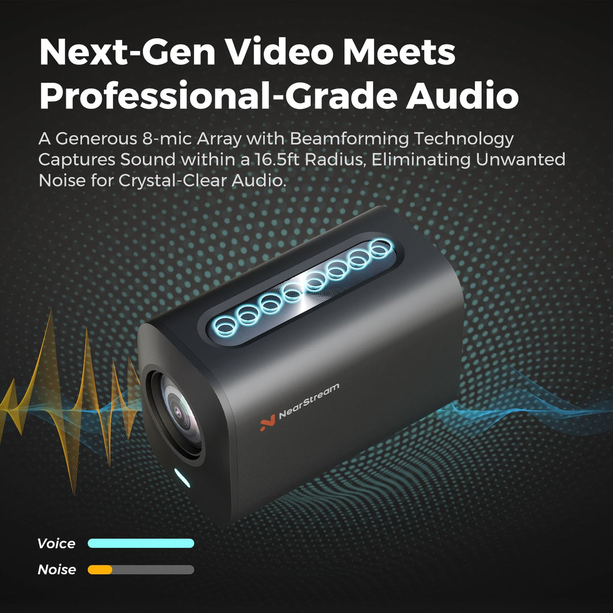 NearStream VM20 4K USB Streaming Camera with 40X Hybrid Zoom/8 Noise-Canceling Mics/Remote Control, HDMI/USB/RJ45 Output, Multi-Cam Ready, for Education,Conference,Worship & Live Event, OBS/Zoom,Black