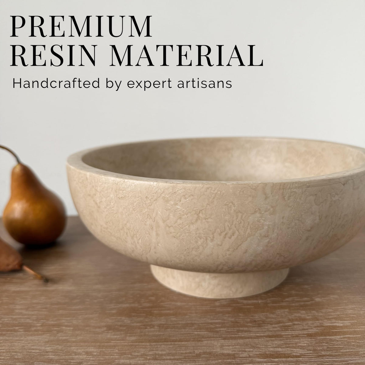 OAKOA Modern Fruit Bowl for Kitchen Counters - Large Decorative Bowl for Home Decor- Key Bowl for Entryway Table - Pedestal Bowl - Stone Bowl