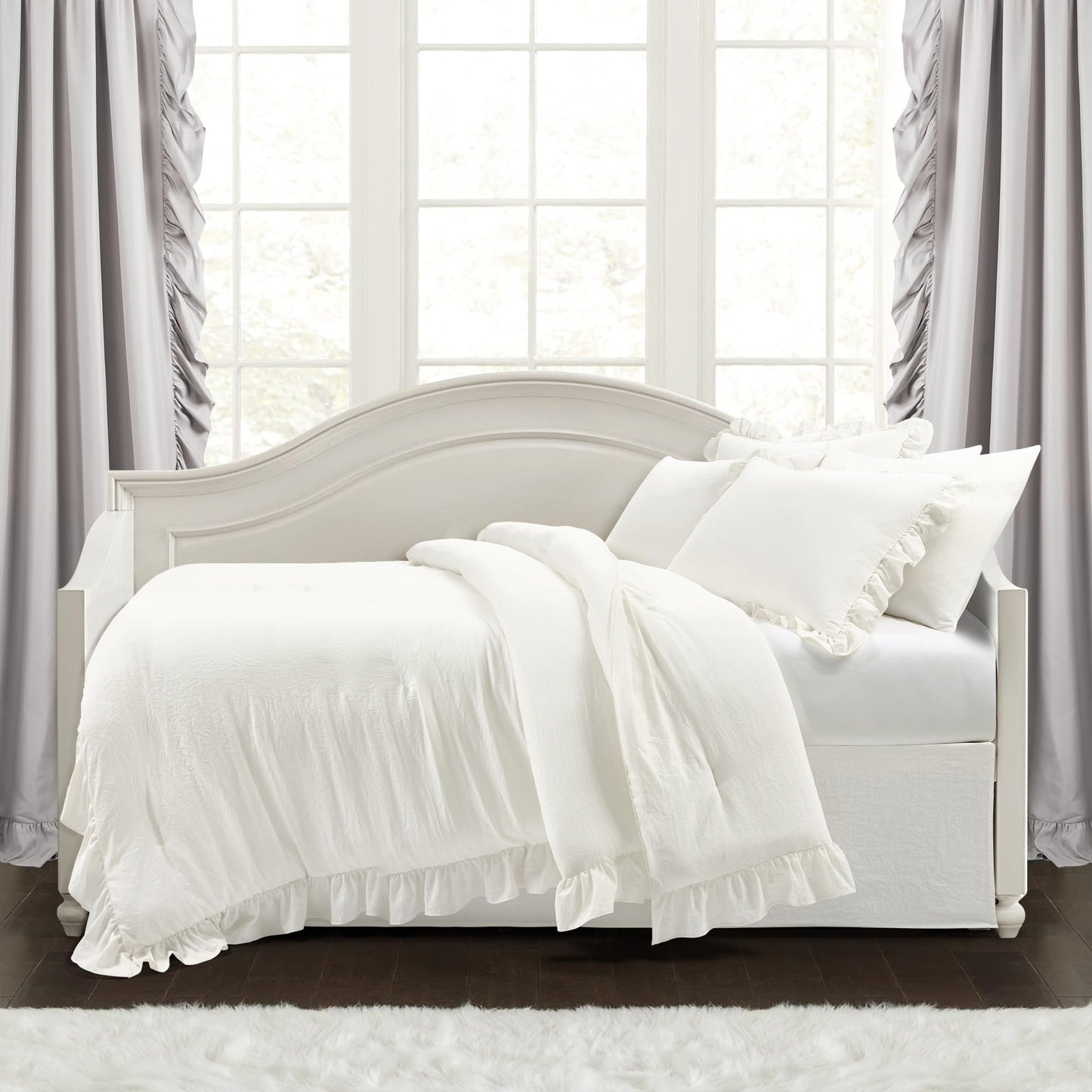 Lush Decor Reyna Ruffle Daybed 6 Piece Set 68" W x 92" L, Blush - Pink Bedding Set - Daybed Comforter Set - Ruffled Bedding - Coquette Decor