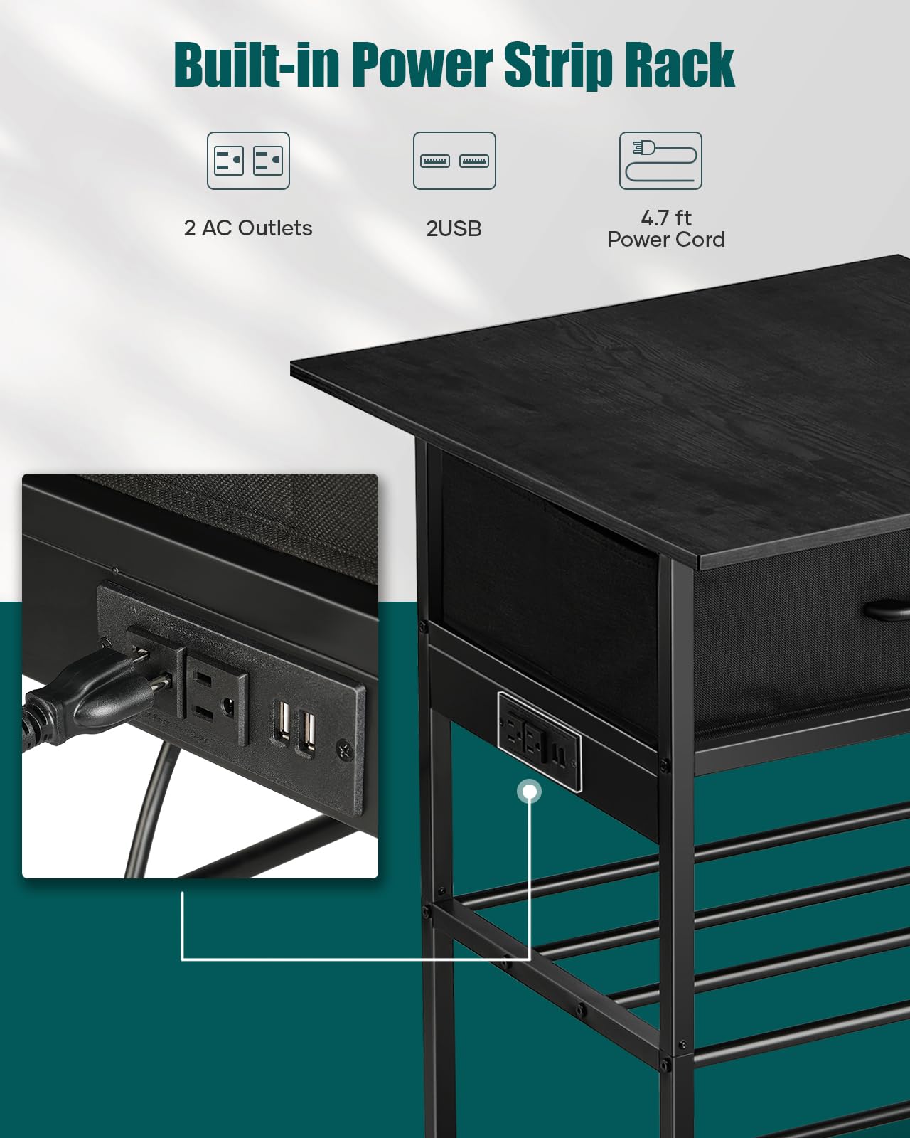 AHOWPD 3D Printer Table with Filament Storage - 3D Printer Stand Shelf Filament Storage Rack Heavy Duty 3D Printer Desk with Drawer for Workshop Studio Office