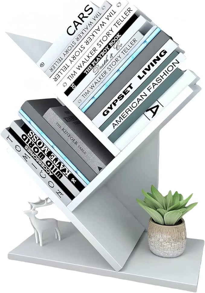 Godferyxin Tree Bookshelf, 3-Tier Small Bookcase