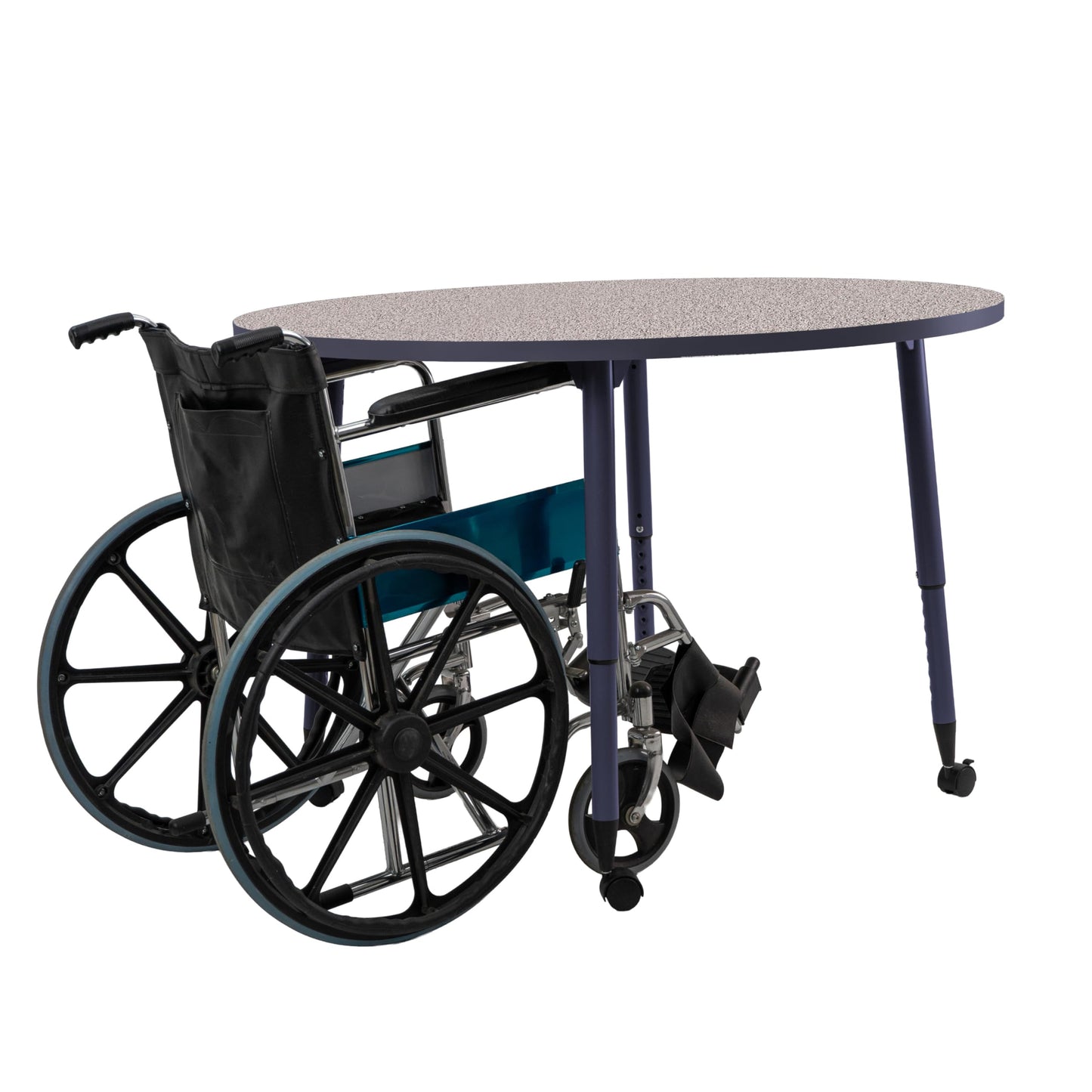 Adapte Commercial Classroom Activity Table - 48" Round, ADA Compliant Tapered Legs with Glides & Casters, Adjustable Height 22-34" Wheelchair Accessible, School & Office Furniture