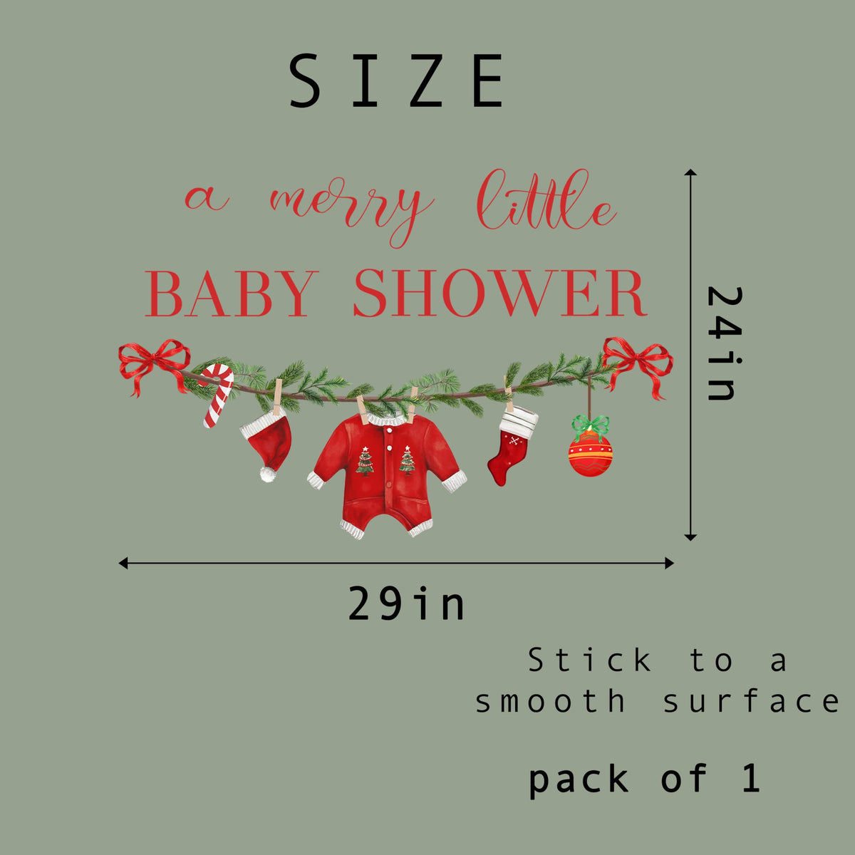 GIOGUK A Merry Little Baby Shower Decal - Merry Christmas Theme Baby Shower Party Decoration Wall Decal, Xmas Gender Reveal Party Supplies Wall Stickers, Christmas Sign Balloon Arch Decor Stickers