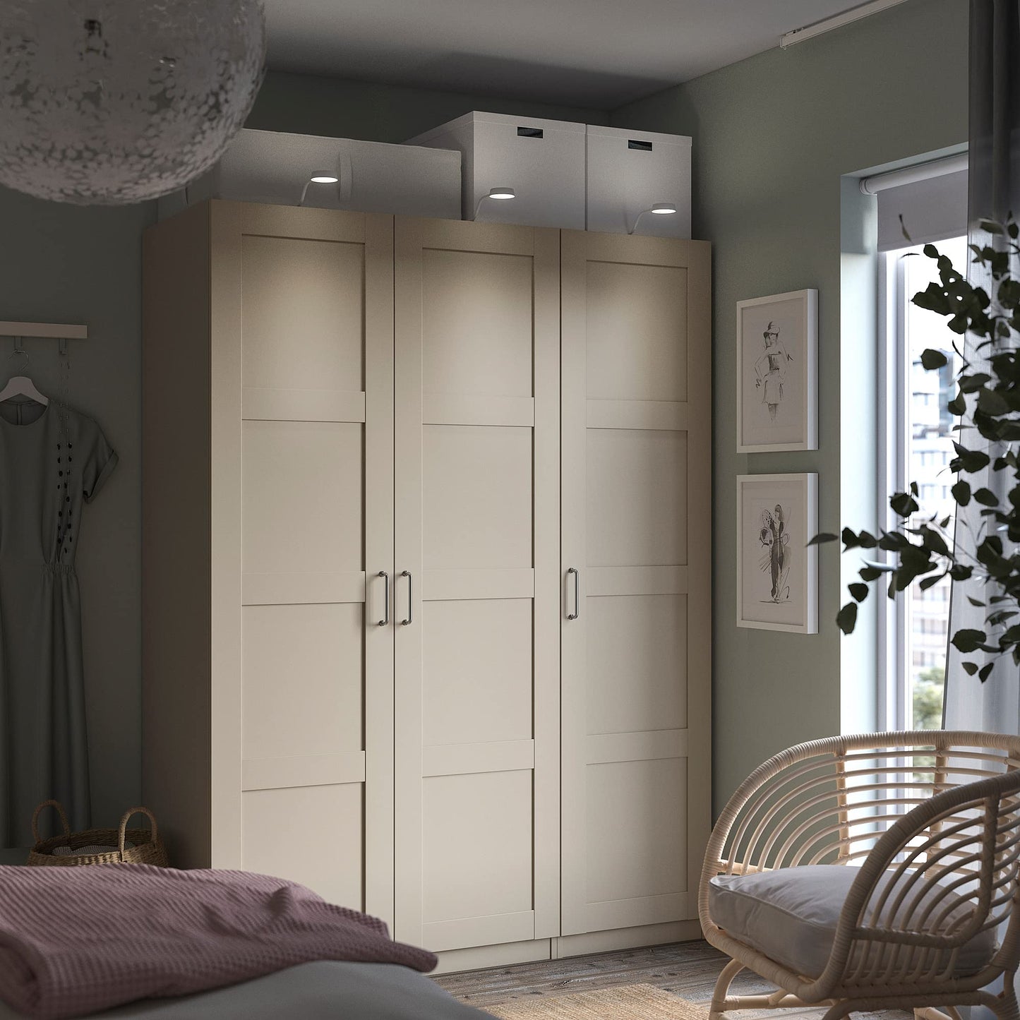 ProTuning PAX/BERGSBO Wardrobe combination, grey-beige/grey-beige, 150x60x201 cm