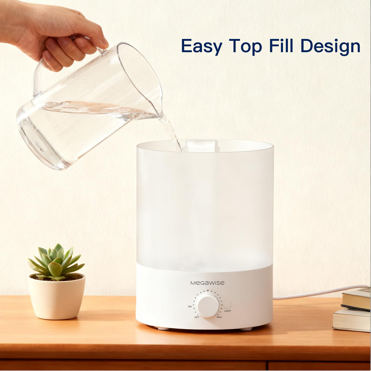 MEGAWISE 2 pack 3.5L Ultrasonic Cool Mist Humidifier – Top-Fill, Essential Oil Diffuser, Quiet Operation, Night Light, Auto Shut-Off for Home & Office (2)