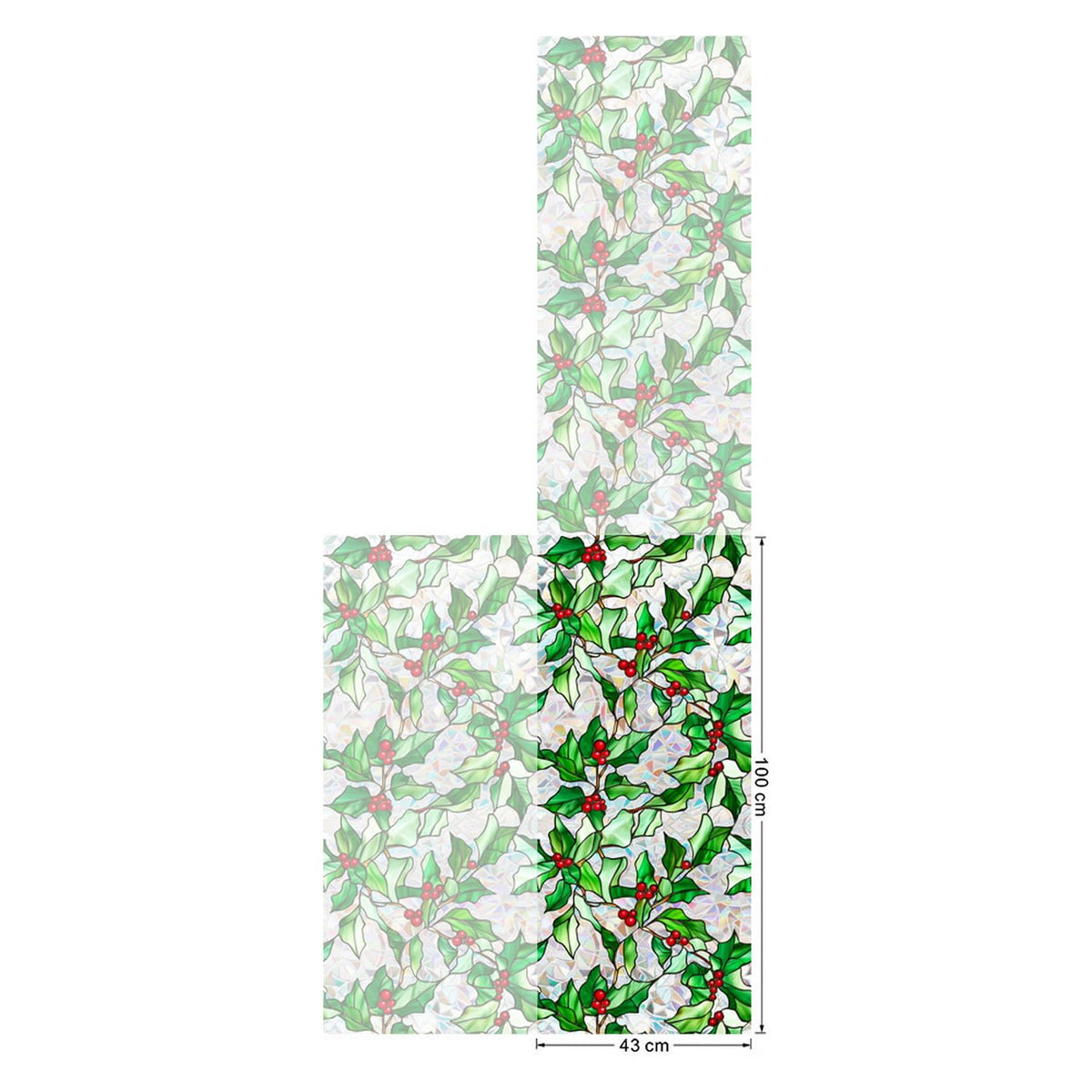 Christmas Window Film Christmas Green Window Clings DIY Glass Art Decoration Xmas Red Berry Designs Privacy Film Stained Glass Window Film Windows Sticker for Holiday Bedroom Door Decor