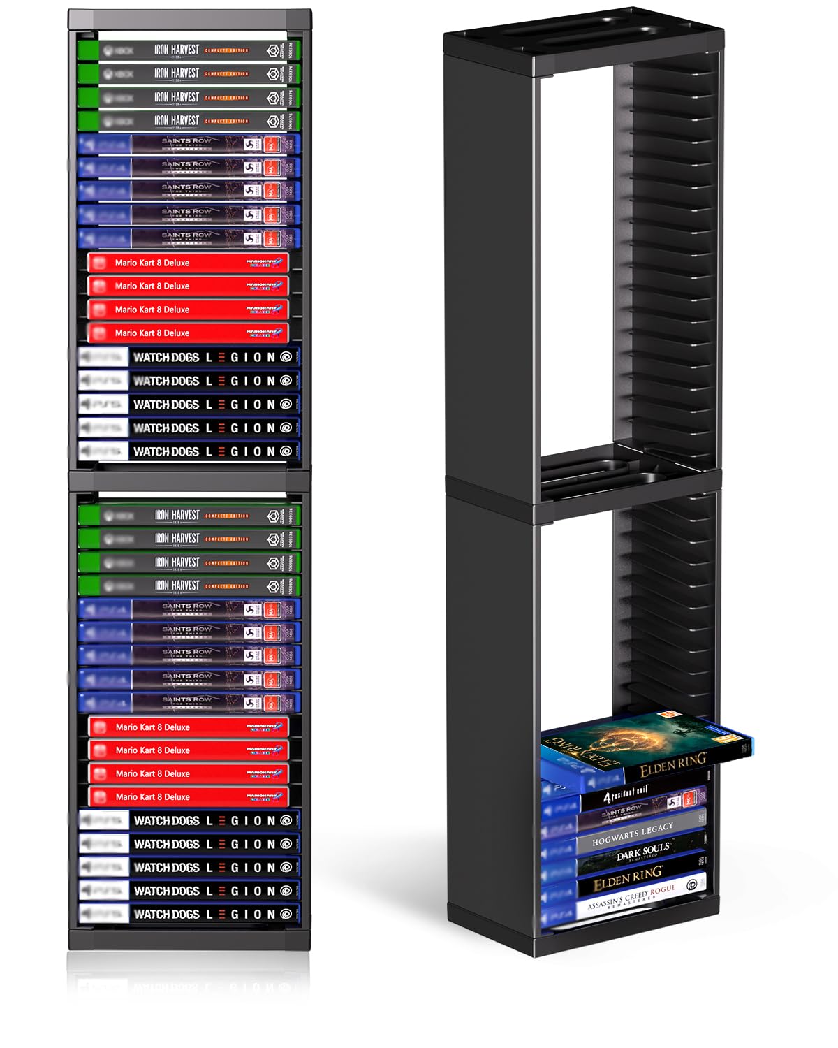 Nargos Video Game Storage Stand Tower for PS5/PS4/PS3/Xbox Series S & X/Xbox One, Universal Game Disc Holder Vertical Blu Ray Case Organizer, Black