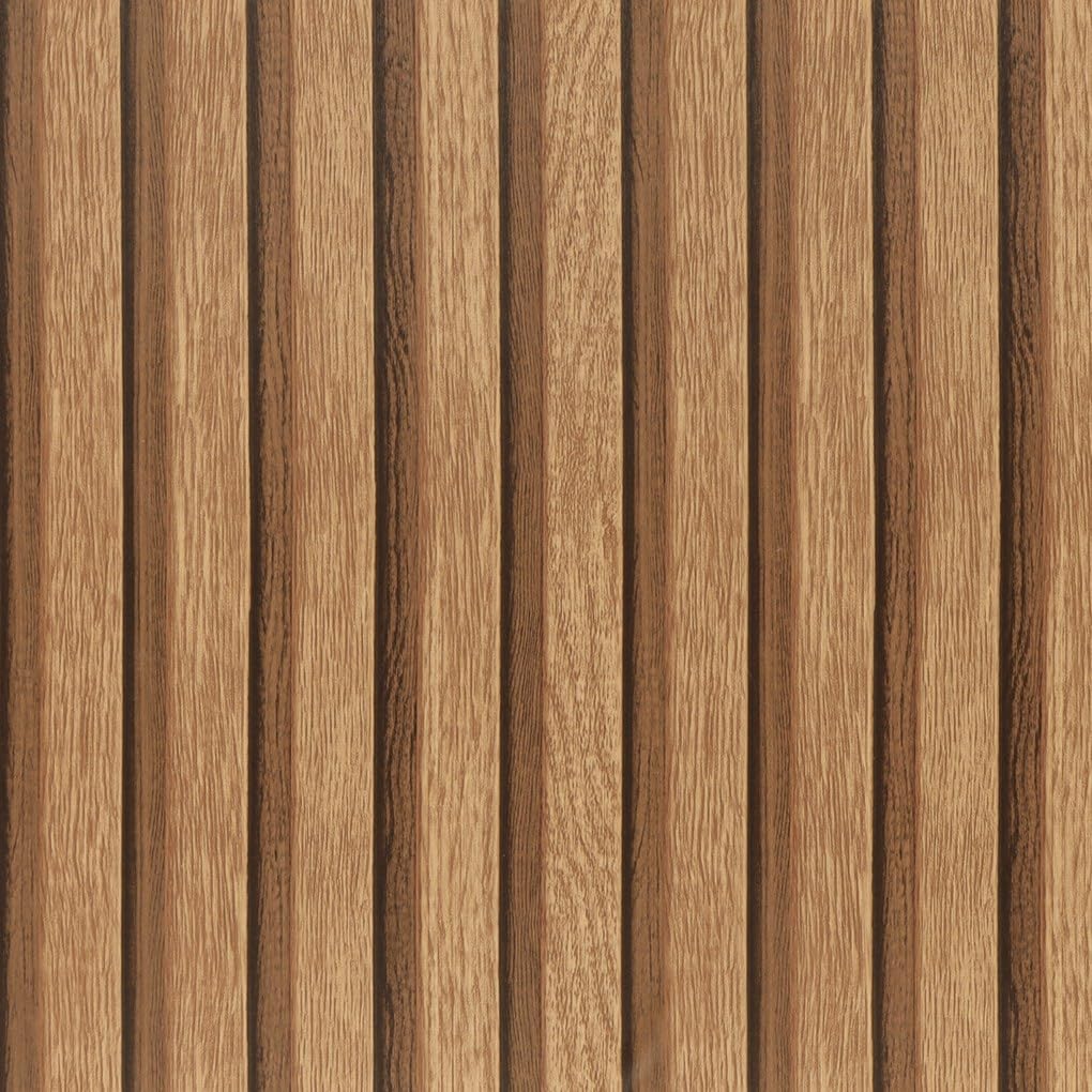 Arthome 17''x120'' Wood Slat Wallpaper, Peel and Stick Self Adhesive Wood Wallpaper PVC Vinyl Decorative Removable Wallpaper Waterproof Faux Wood Grating Stripe Contact Paper for Living Room Bedroom