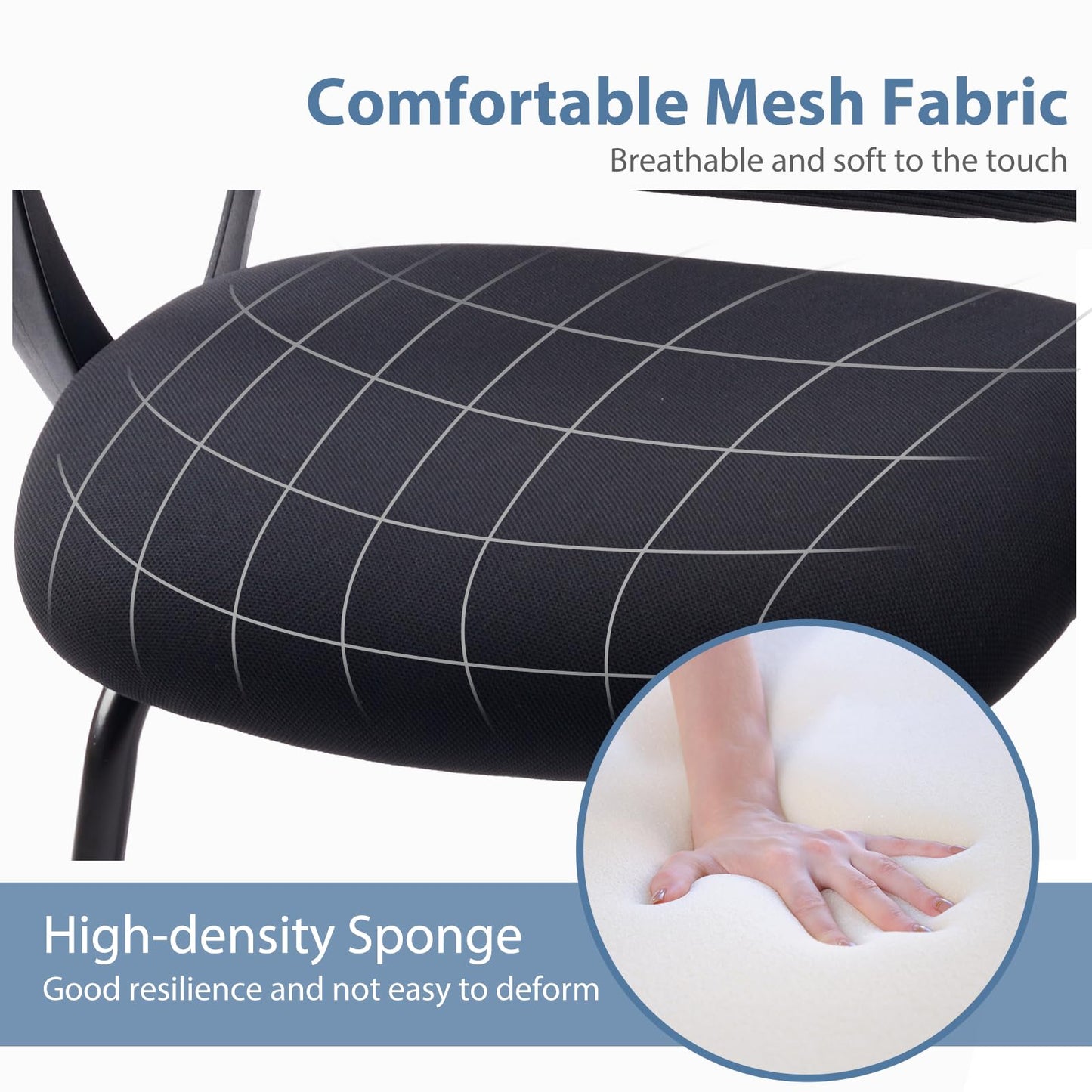 DUMOS Office Desk Chair with Sled Base Set of 6, Ergonomic Executive Mesh Computer Chairs with Lumbar Support for Home Bedroom Waiting Reception Guest Student