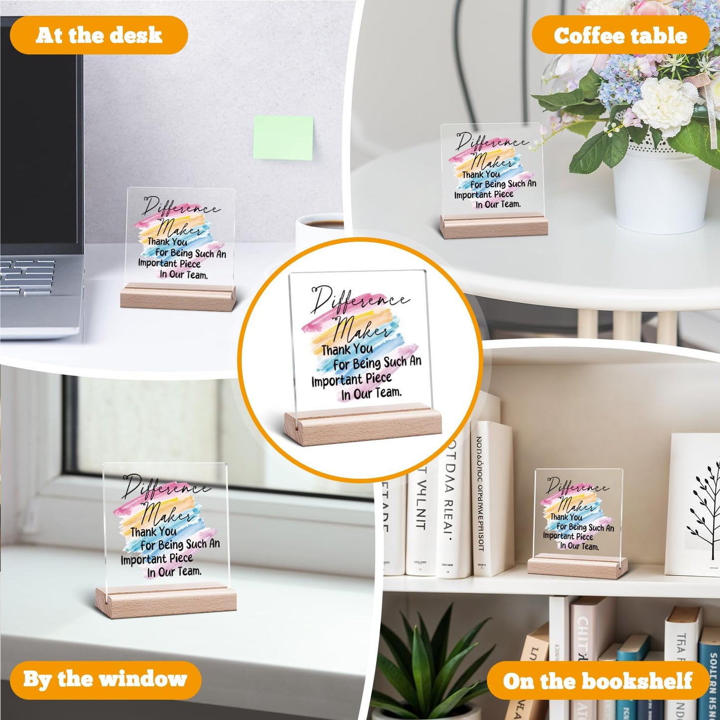 Thank You Gifts for Leader Mentor Boss Teacher Difference Maker Gifts Clear Desk Decorative Sign Employee Appreciation Present for Coworkers Retirement Acrylic Sign With Wooden Stand for Desk Table