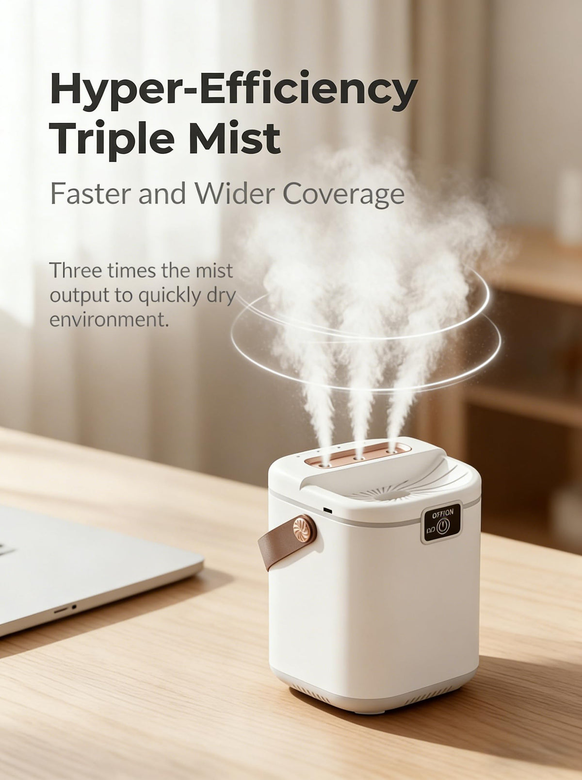 2L Cool Mist Humidifiers for Bedroom, 3 Nozzles Quiet Small Humidifier with 4 Mist Modes, Top Fill Desktop Personal Humidifier with Night Light & Auto-Shutoff, Portable USB Powered for Office, Plants