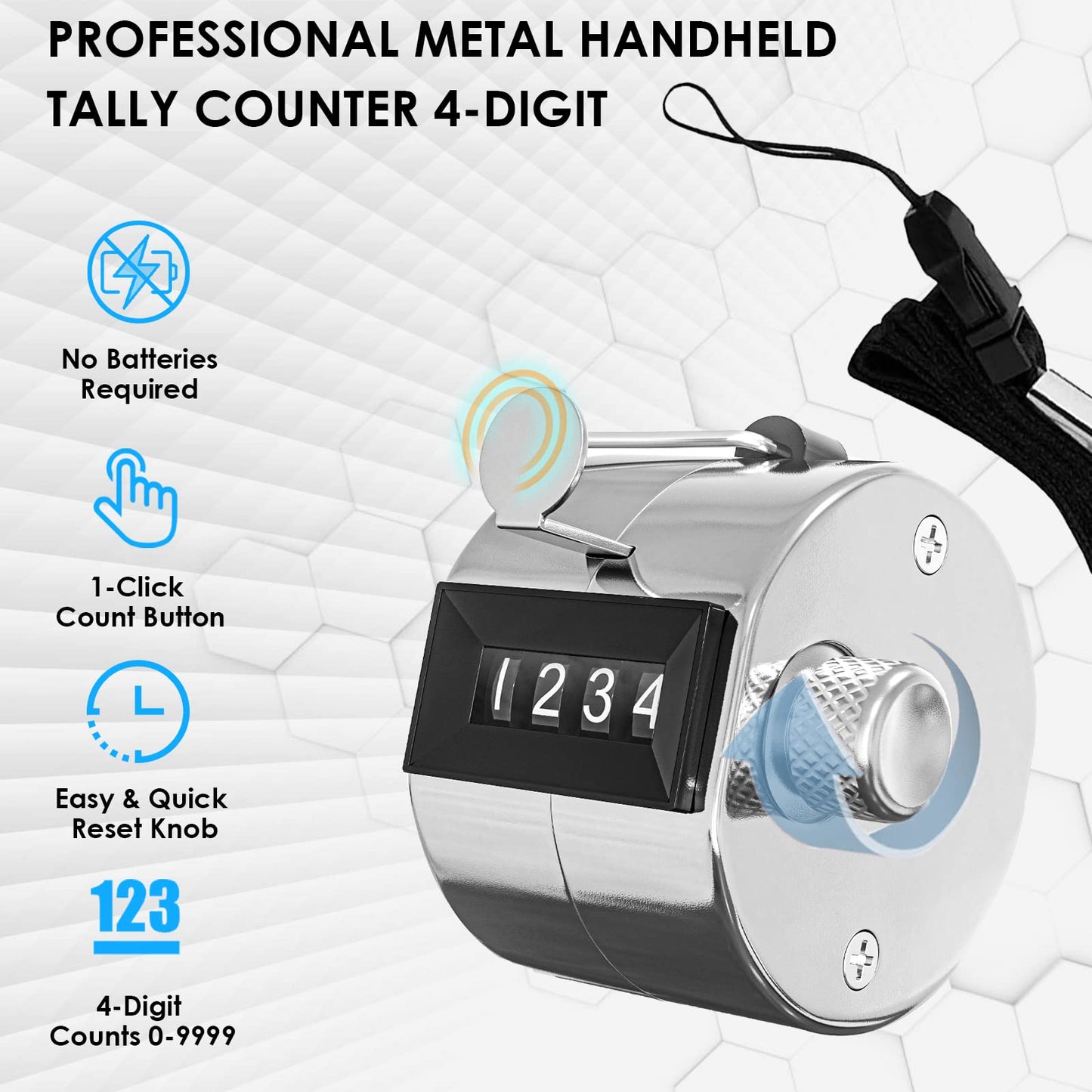 KTRIO Metal Handheld Tally Counter, 4-Digit Mechanical Clicker, 2Pack
