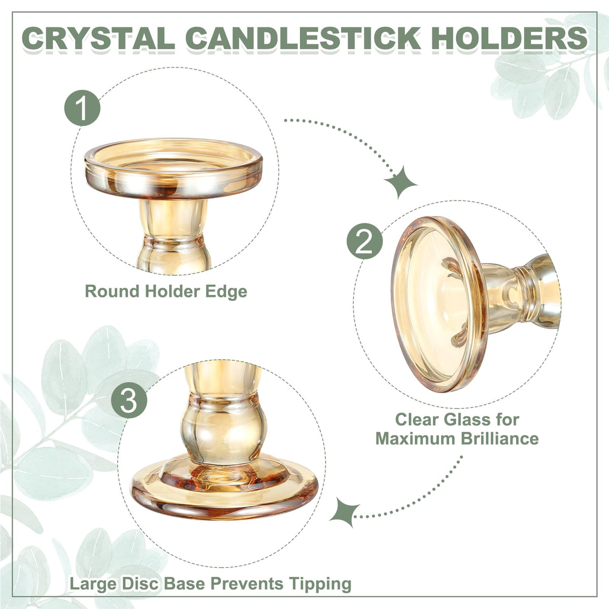 uxcell 11 cm Glass Candle Holder for Taper/Column Candles, Candle Holders Tealight Stand Candlestick for Tealight Wedding Table Centerpiece Home Decor, Brown