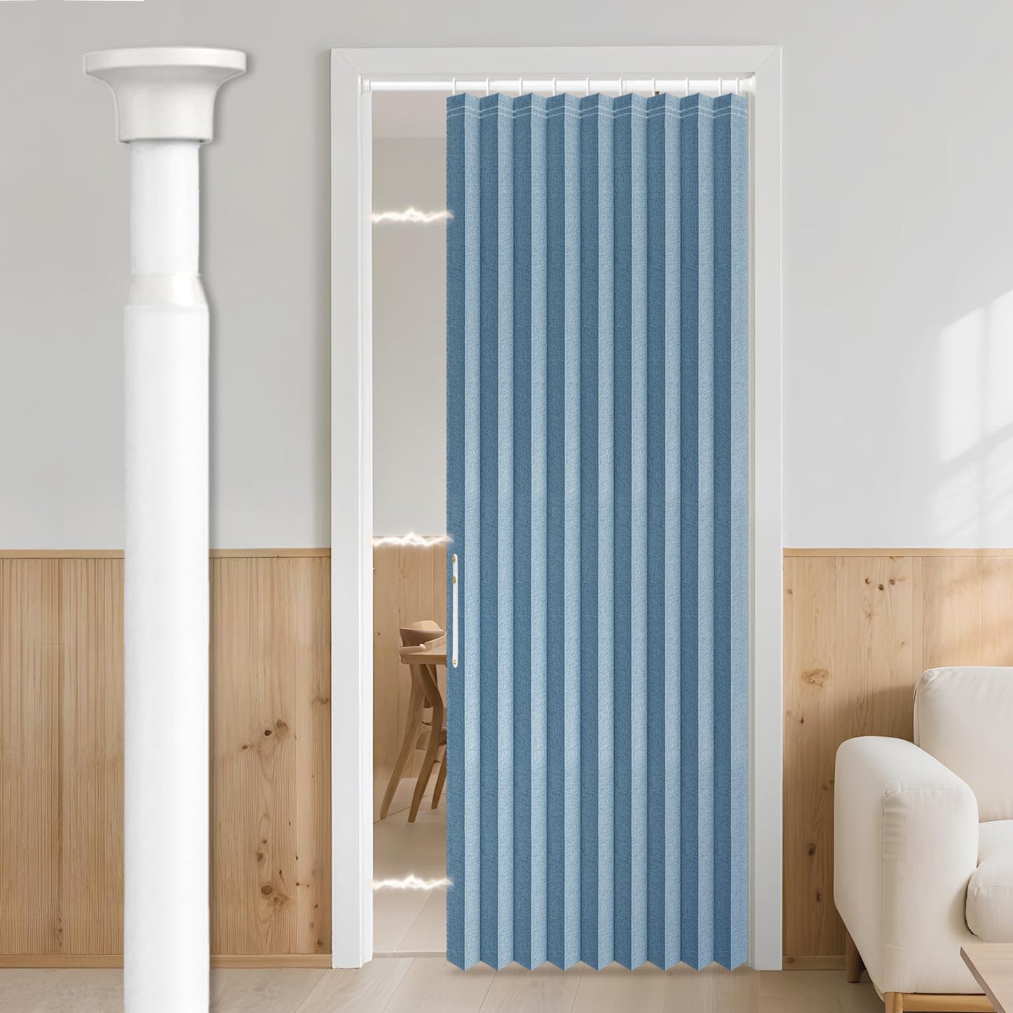 AJAZZ Blackout Closet Door Curtain with Curtain Rods Included Privacy Sound Proof Curtains Suitable for Bedroom Living Room Doorway Curtain Sets (1 Pack, 42 W x 78 L, Blue)