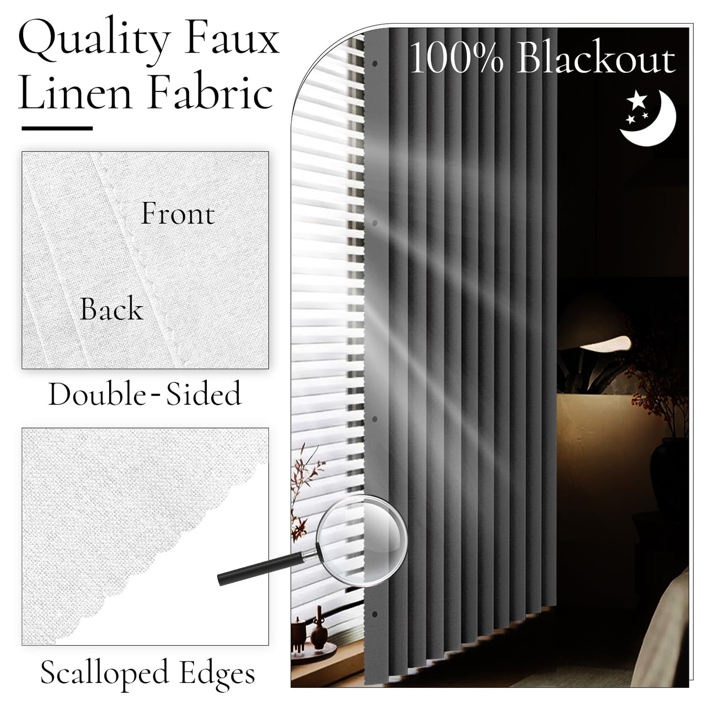 HMYI White Total Blackout Pinch Pleated Curtain 96 Inch Long, Full Shading Curtain for Windows, Faux Linen Textured Thermal Insulated Drapes, 1 Panel, W52 x L96, Greyish White