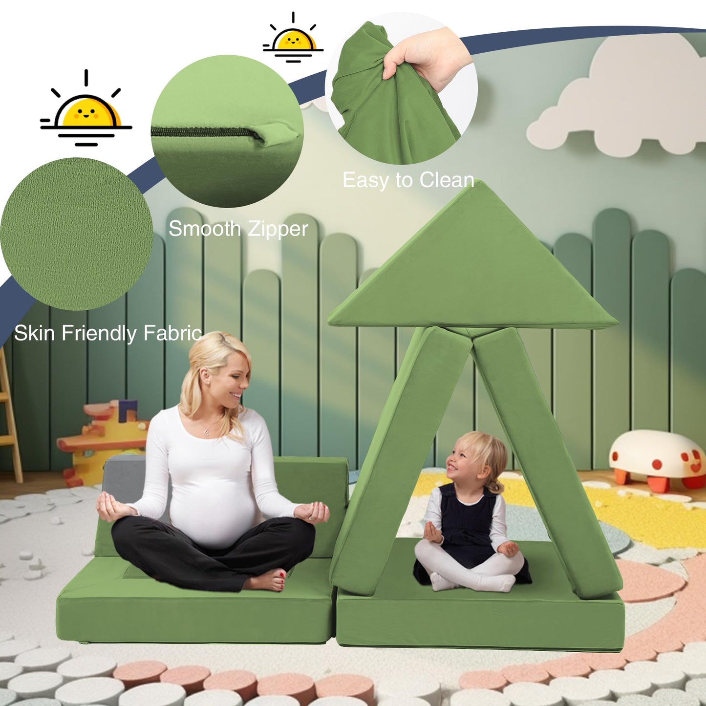 Edbuosy 22Pcs Modular Kids Play Couch - Kids Couch for Playroom Bedroom Living Rooms Toddler Sofa for Inspiring Child Creativity，Children Convertible Foam Sofa