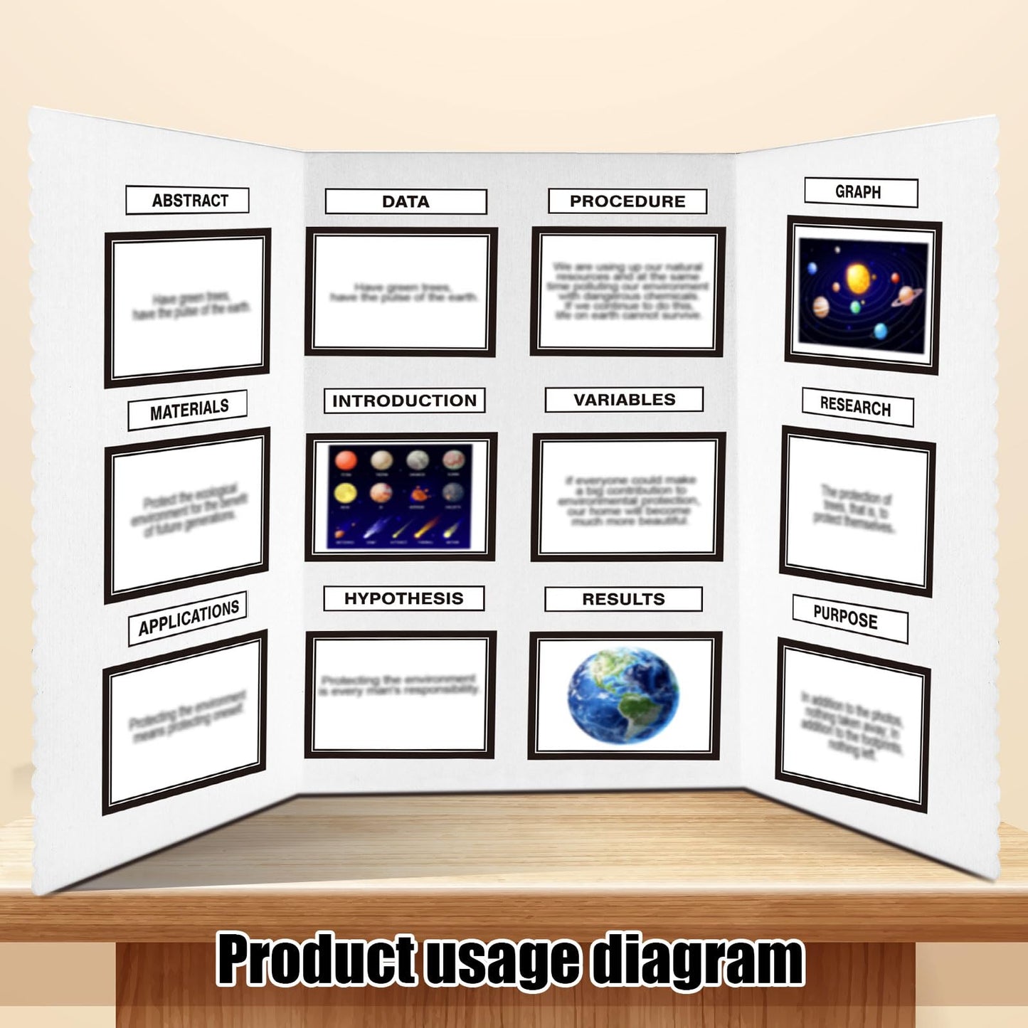 Paterr Trifold Poster Board with Storage Bag, Hook and Loop Fabric, Foldable 3 Panel Presentation Board for Science Fair and Exhibitions(White,72 x 36 Inch)