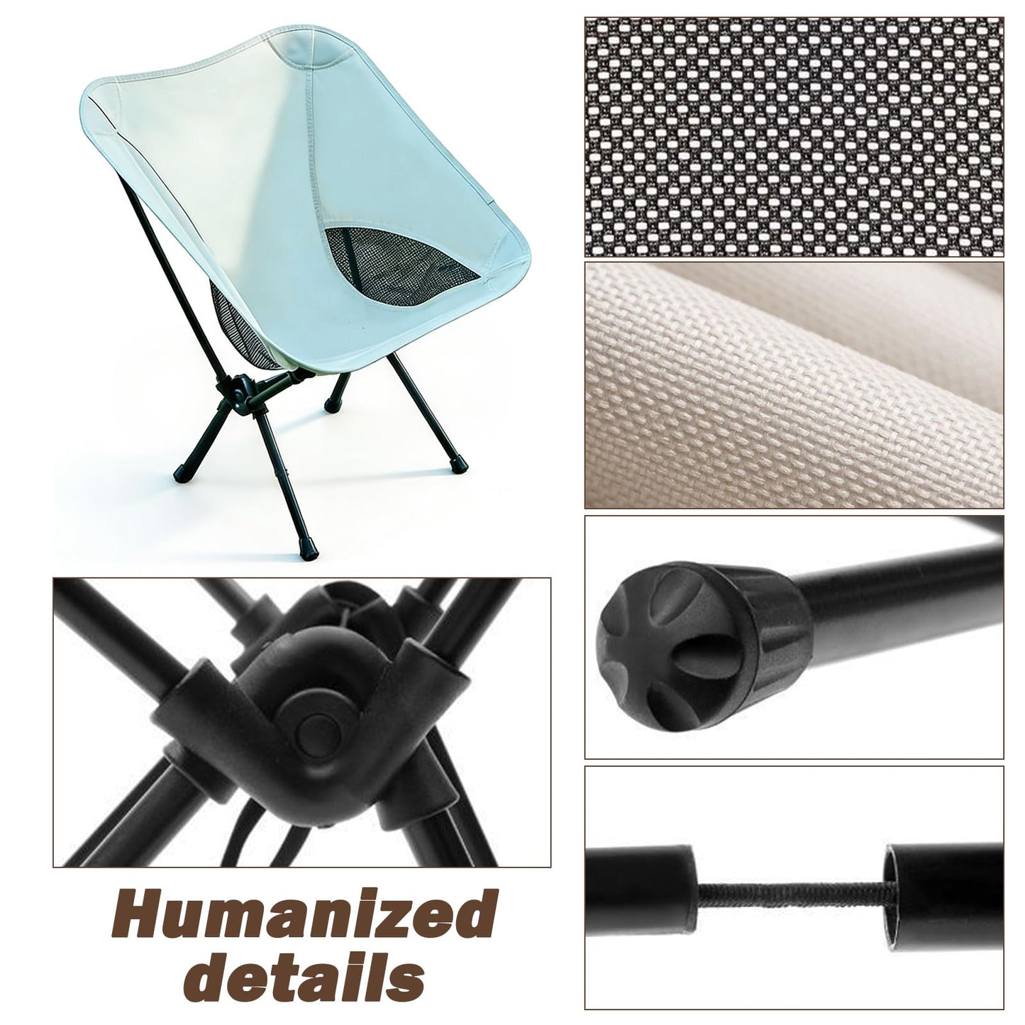 Wind Tour Portable Camping Chair Foldable Outdoor Chair for Hiking Camp Backpacking Lawn Beach Fishing Picnic with Carry Bag (Off White)