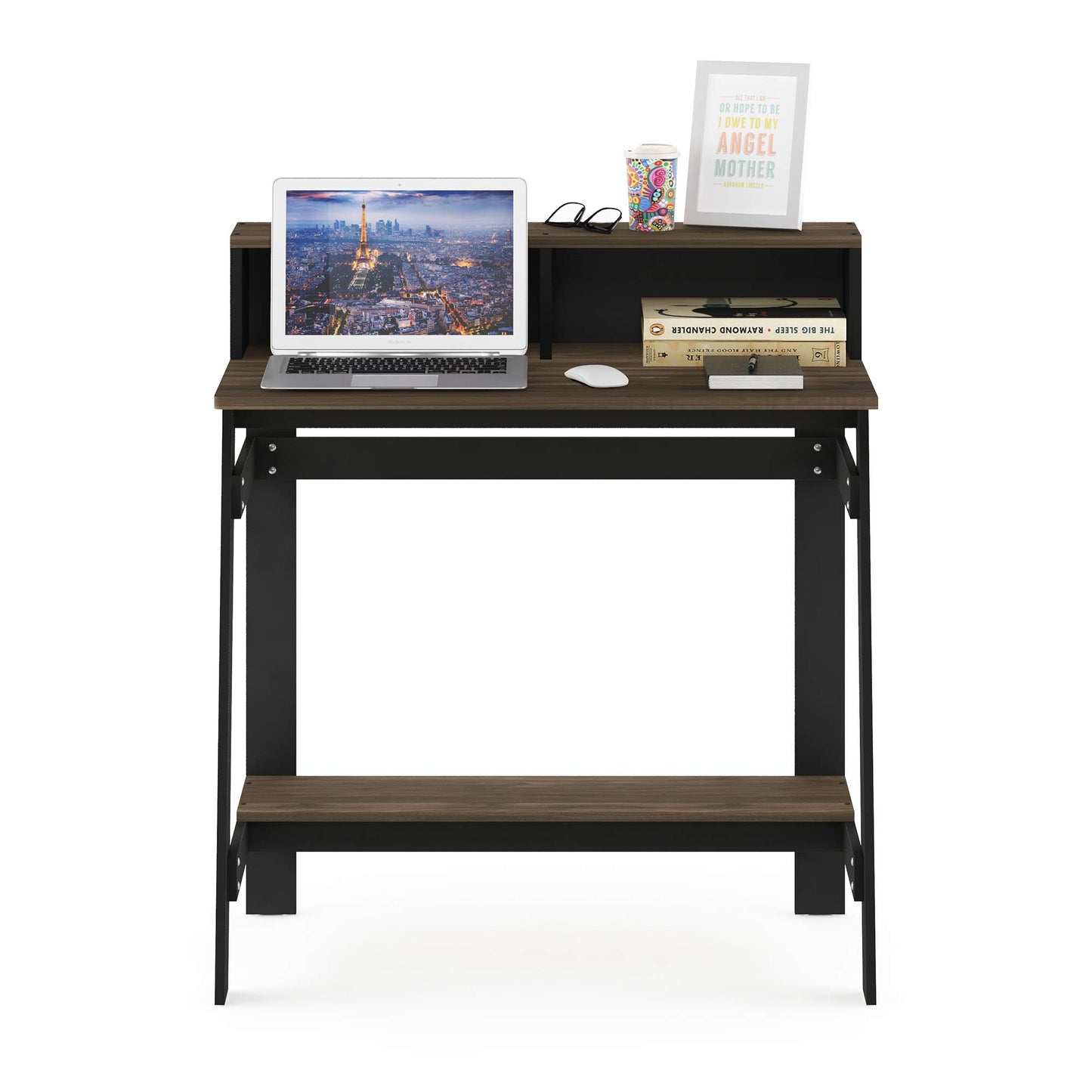 Furinno Simplistic A Frame Computer Desk, 17.9"D x 31.6"W x 35.5"H, Columbia Walnut