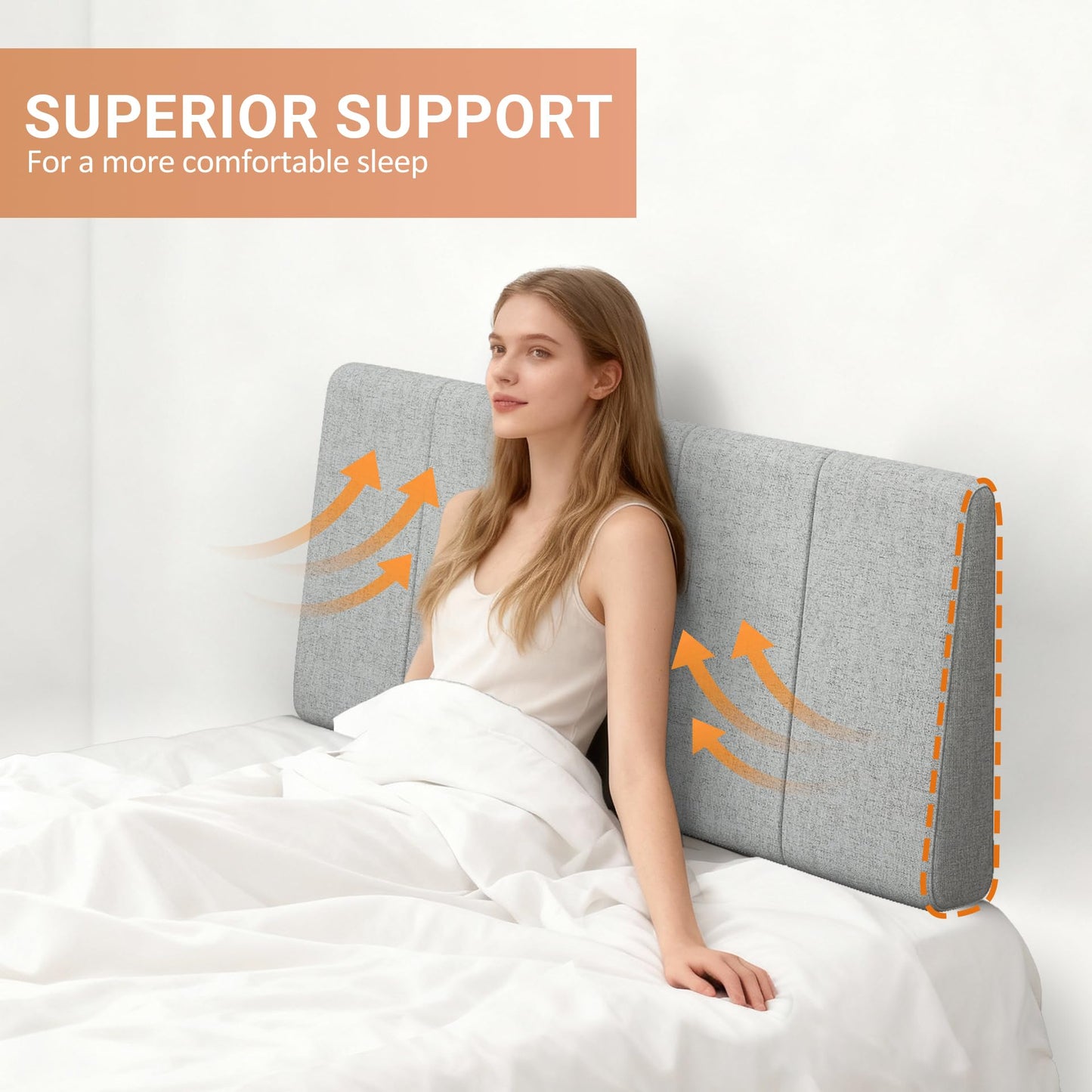 Liiwepo Twin Size Headboard Only-No Assembly, Upholstered Headboard Twin Size Linen Fabric Modern Style Headboards Extra-Thick, Light Gray