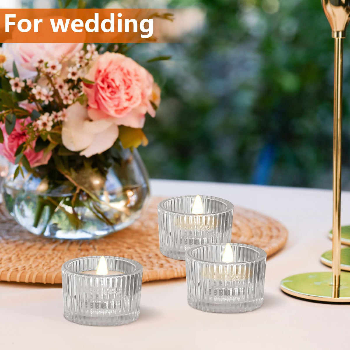 JOYIT Clear Votive Candle Holders Bulk Set of 6, Tealight Candle Holder for Wedding Table Centerpiece, Glass Small Candle Holders for Birthday Party, Valentine's Day, Home Decor (2''X 1.4'')