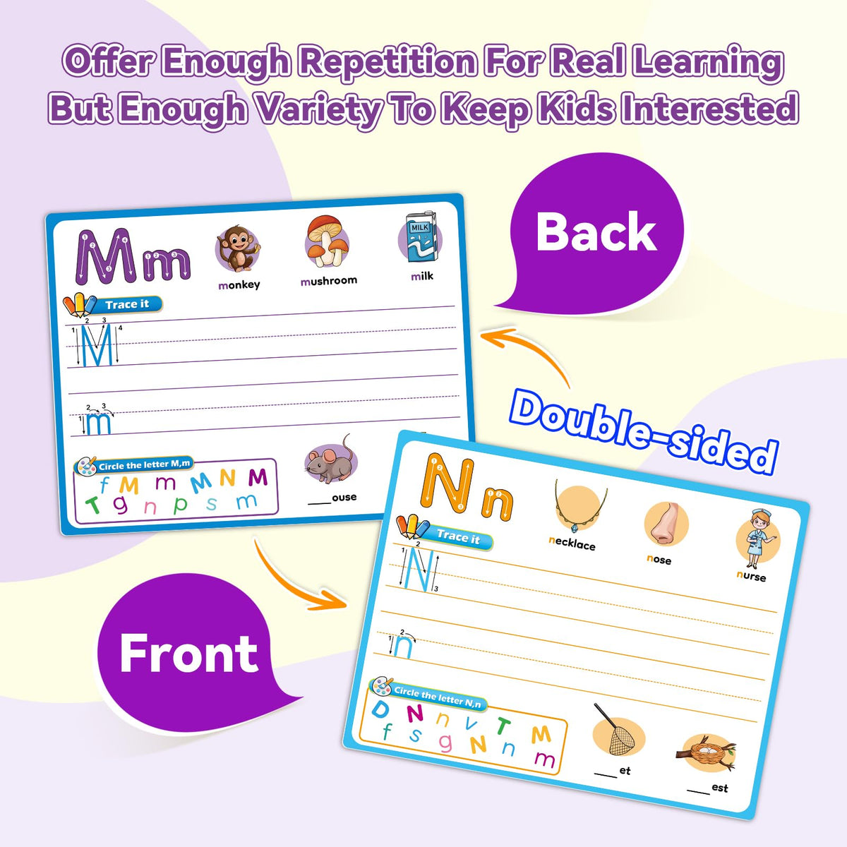 PraxiKidy Alphabet Number Shapes Flash Cards,Handwriting Practice Writing Tracing Phonics Preschool Kindergarten Toddler Learning Activities Homeschool Classroom Autism Educational Toys ABC Letter