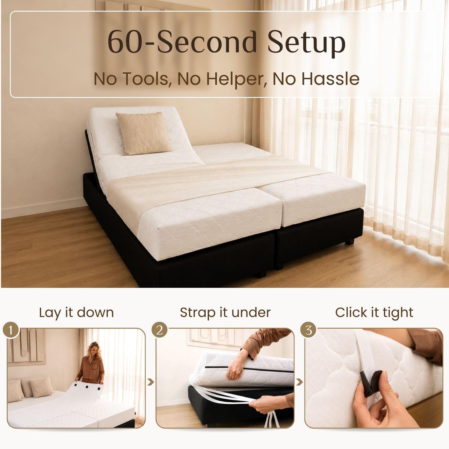 Split King Gap Filler for Adjustable Bed - Bed Bridge Twin to King