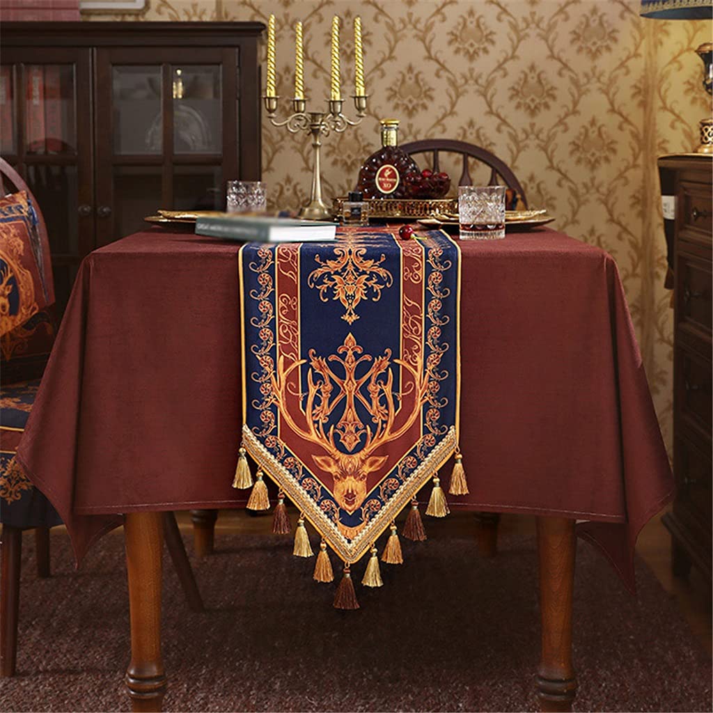 WODHAZNC Table Runner European Long Tablecloth Retro Chest of Drawers Sideboard Decoration Cloth(40 * 260cm)