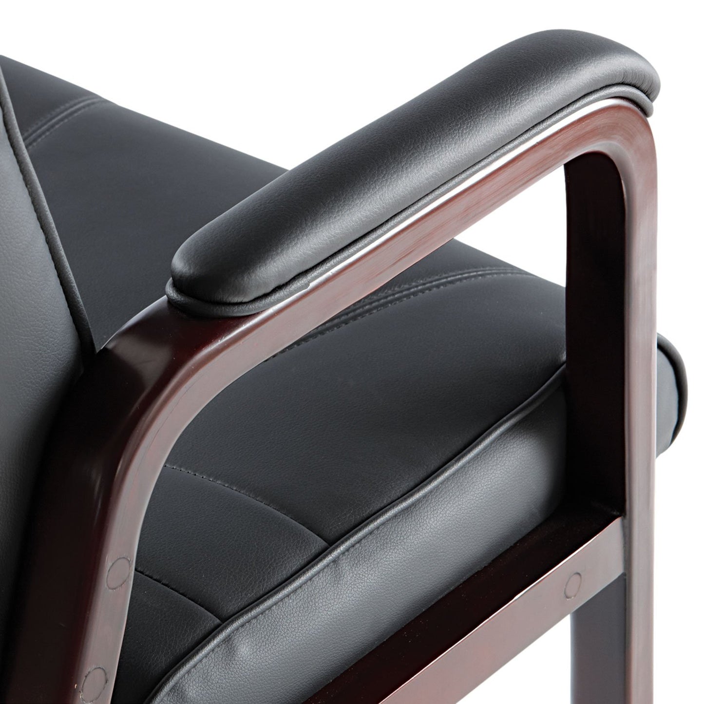 Alera MA43ALS10M Madaris Series Leather Guest Chair W/Wood Trim, Four Legs, Black/Mahogany