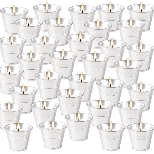CAKETYCG Outdoors Citronella Candles 32Pack - Garden Citronella Scented Candles, Long Burning, 2 oz Small Tin Candles Gift Sets for Home Patio Yard Indoors, Balcony, Camping BBQ & Summer Parties.