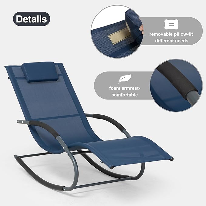 Outdoor Lounge Chair with Pillow, Pool Chaise Lounge Chair Set of 2