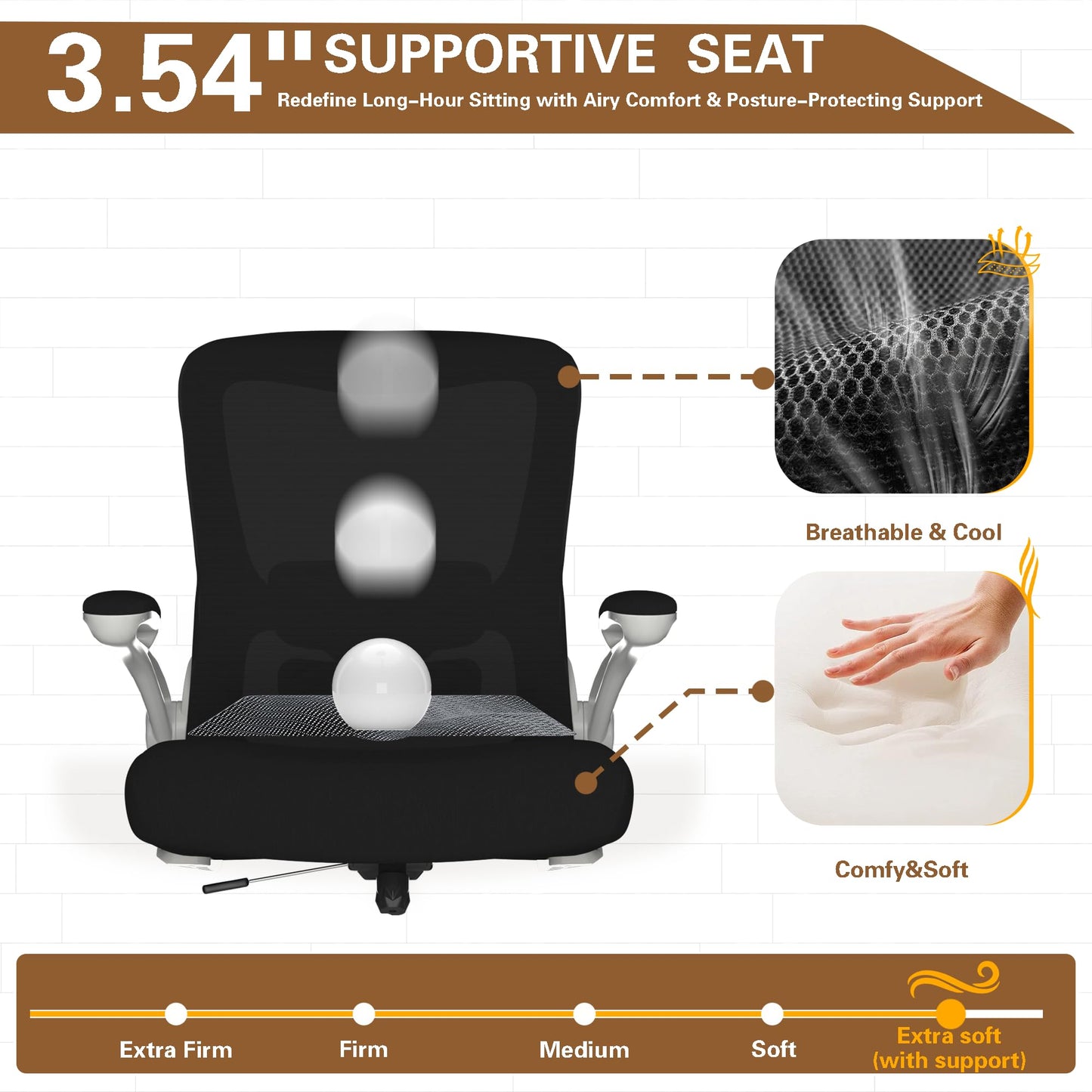 Ergonomic Office Chair - High Back Desk Chair with Adjustable Lumbar Support, Breathable Mesh Back, 330LBS Capacity, Easy Assembly (Black&White)