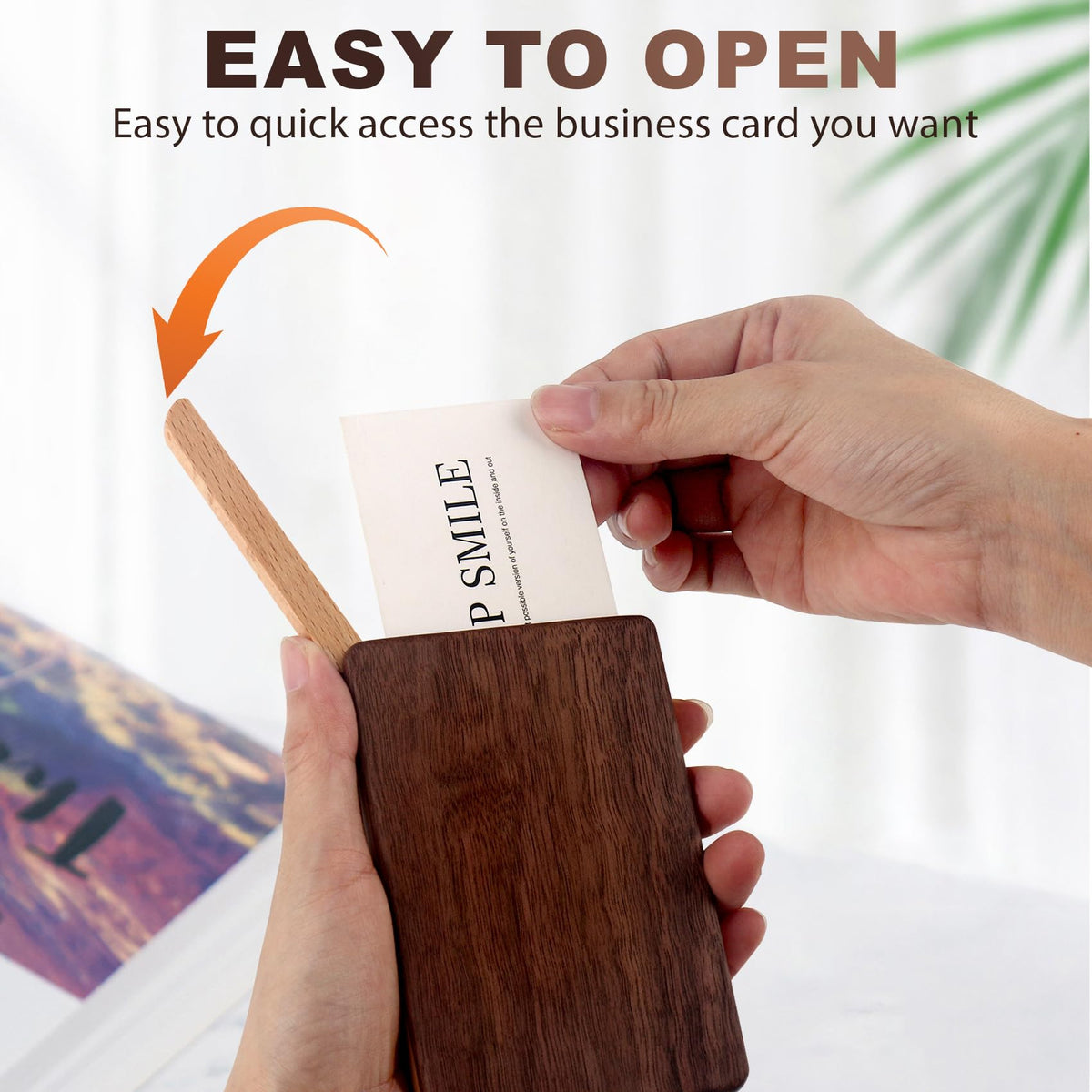 YOYAI Wood Business Card Holder Case Magnetic Closure Portable Lightweight Handcrafted Wooden Card Carrier