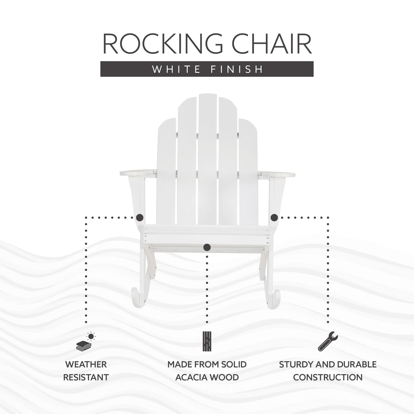Jayde White Wooden Outdoor Adirondack Rocking Chair by Linon