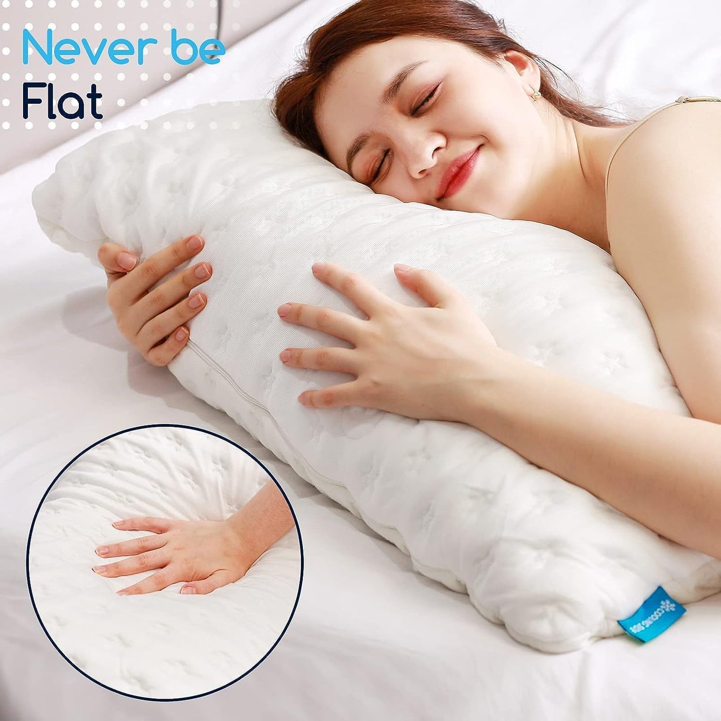 KUCEY Cooling Side Sleeper Pillow for Neck and Shoulder Pain, Luxury Shredded Memory Foam Curved Bed Pillows for Sleeping Set of 2- Adjustable King Size- Washable Cover Crescent White