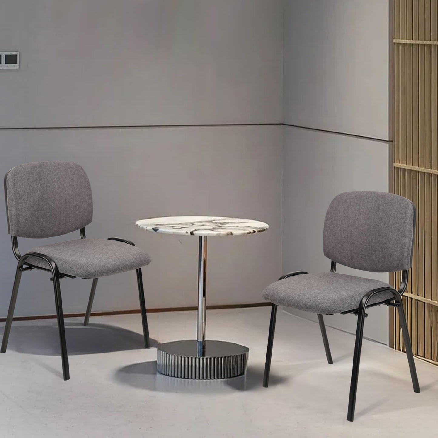 CLATINA Set of 5 Pack Waiting Room Chair Fabric Grey Stackable Chairs Metal Frame with Thickened Seat Back Cushion for Waiting Conference Room Guest Chairs
