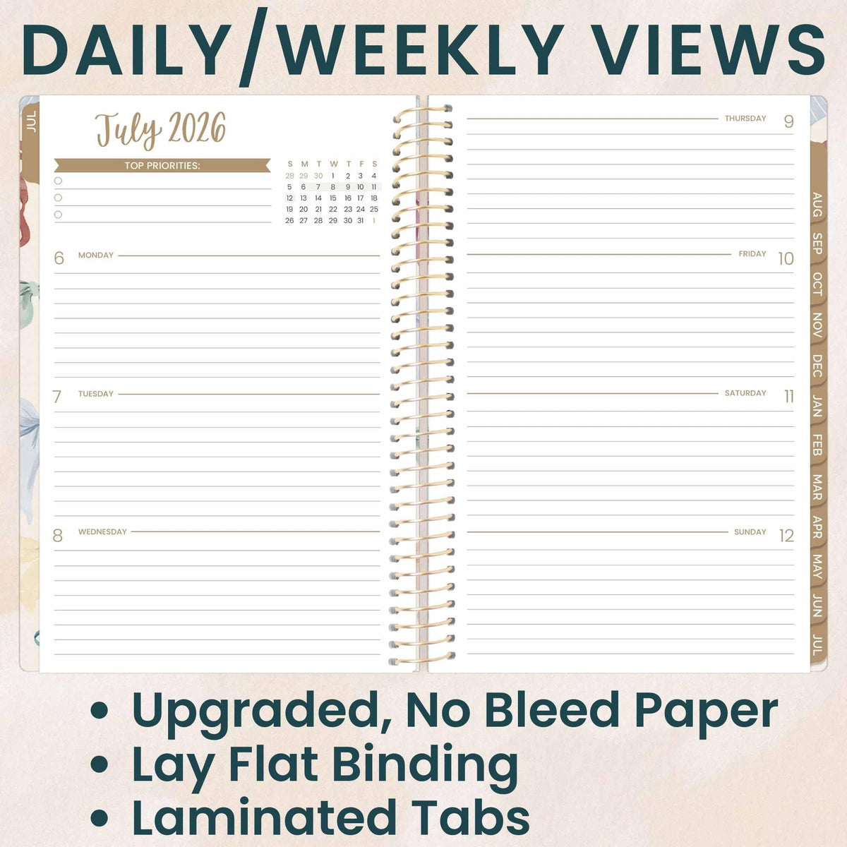 bloom daily planners 2026-2027 Planner - Academic Year (July 2026 - July 2027) Monthly & Weekly Soft Cover Planner for Women - 13 Month Inspirational Agenda Book with Stickers - 5.5" x 8.25" - Bows