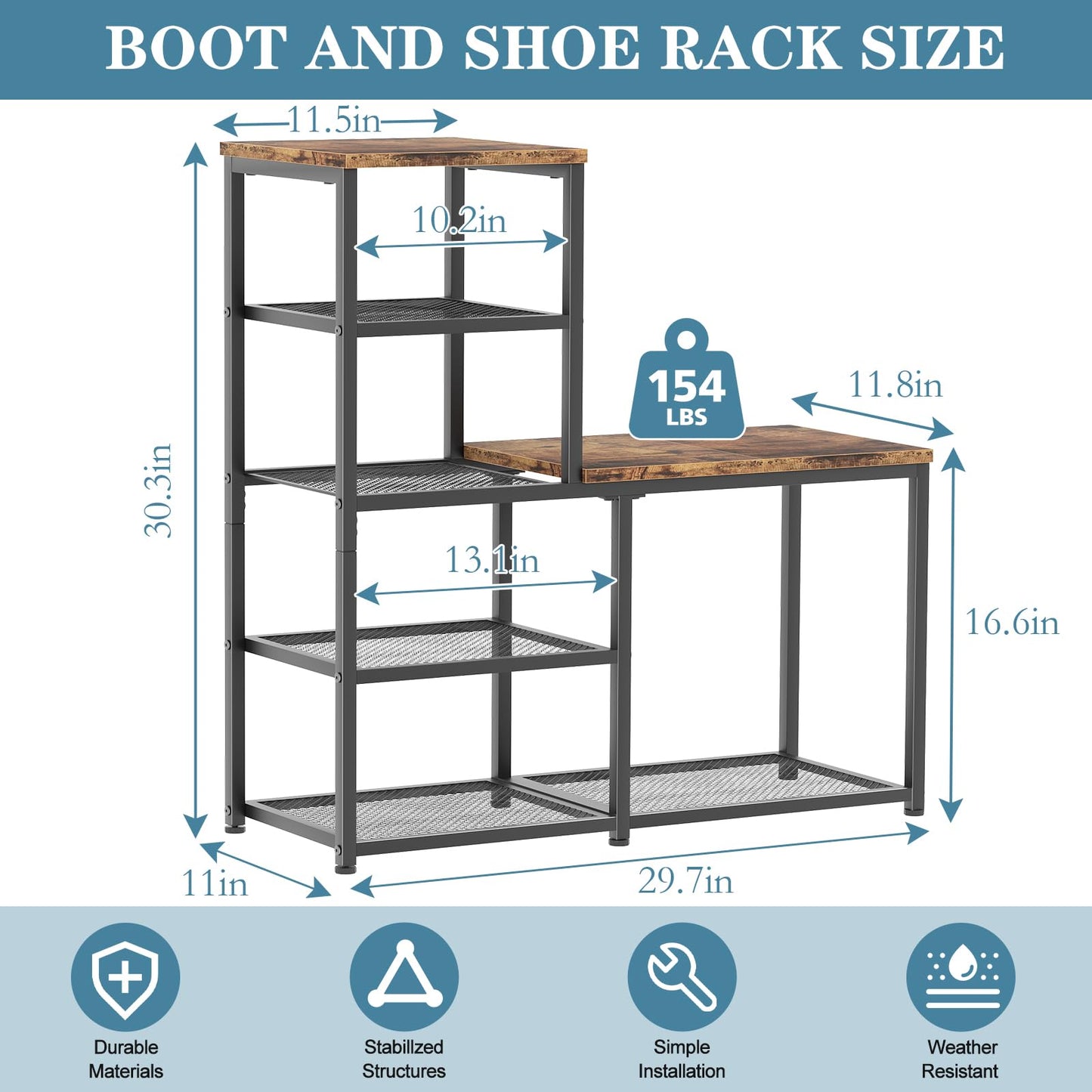 Katrawu Shoe Rack Bench for Entryway,Free Standing Shoe Storage Organizer for Front Door Entrance,4-Tier Boot Rack Holder Shelf for Closet with Seat,Sturdy Shoe Shelves for High Heels(Brown)