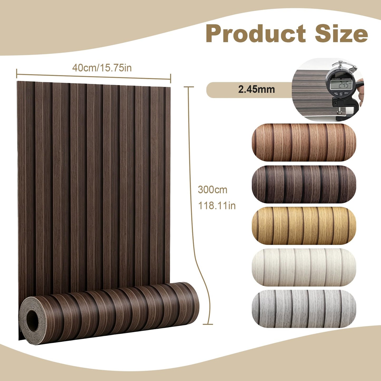 XHKJYSDP 118" x 15.8" Peel and Stick PVC Faux Wood Slat Wall Panels