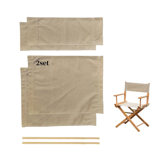 Wonafa 2 Set Director Chair Canvas Replacement with Wood Stick,21.2" L x 16.1" W/21.2X 7.8 Portable Replacement Cover Canvas for Directors Chair，Casual Director Chair Replacement Canvas (Khaki)